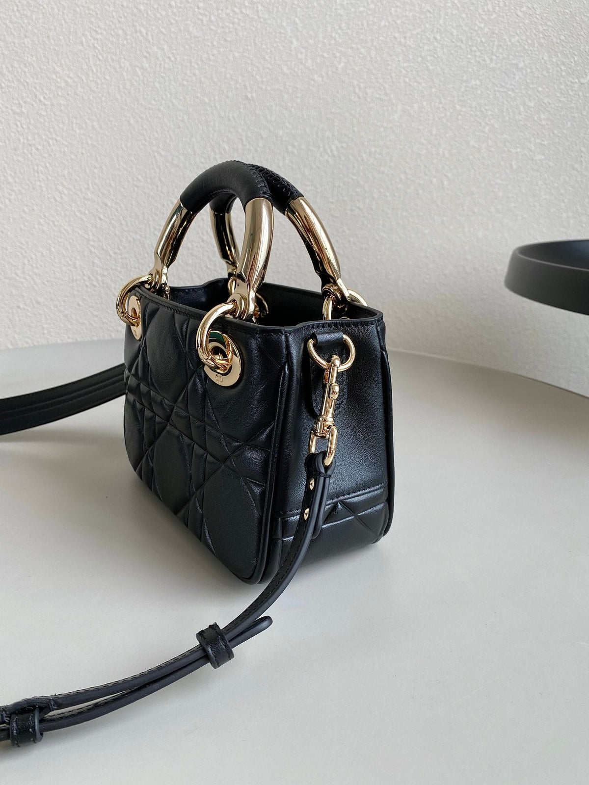 DIOR MINI LADY 19 BAG IN BLACK LAMBSKIN