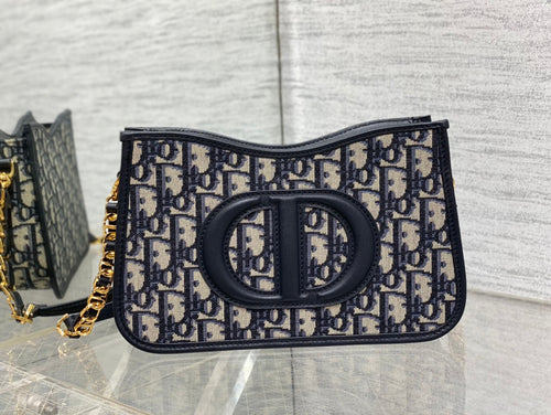 DIOR HOBO SIGNATURE 23  BAG IN BLACK BEIGE PATTERN LAMBSKIN