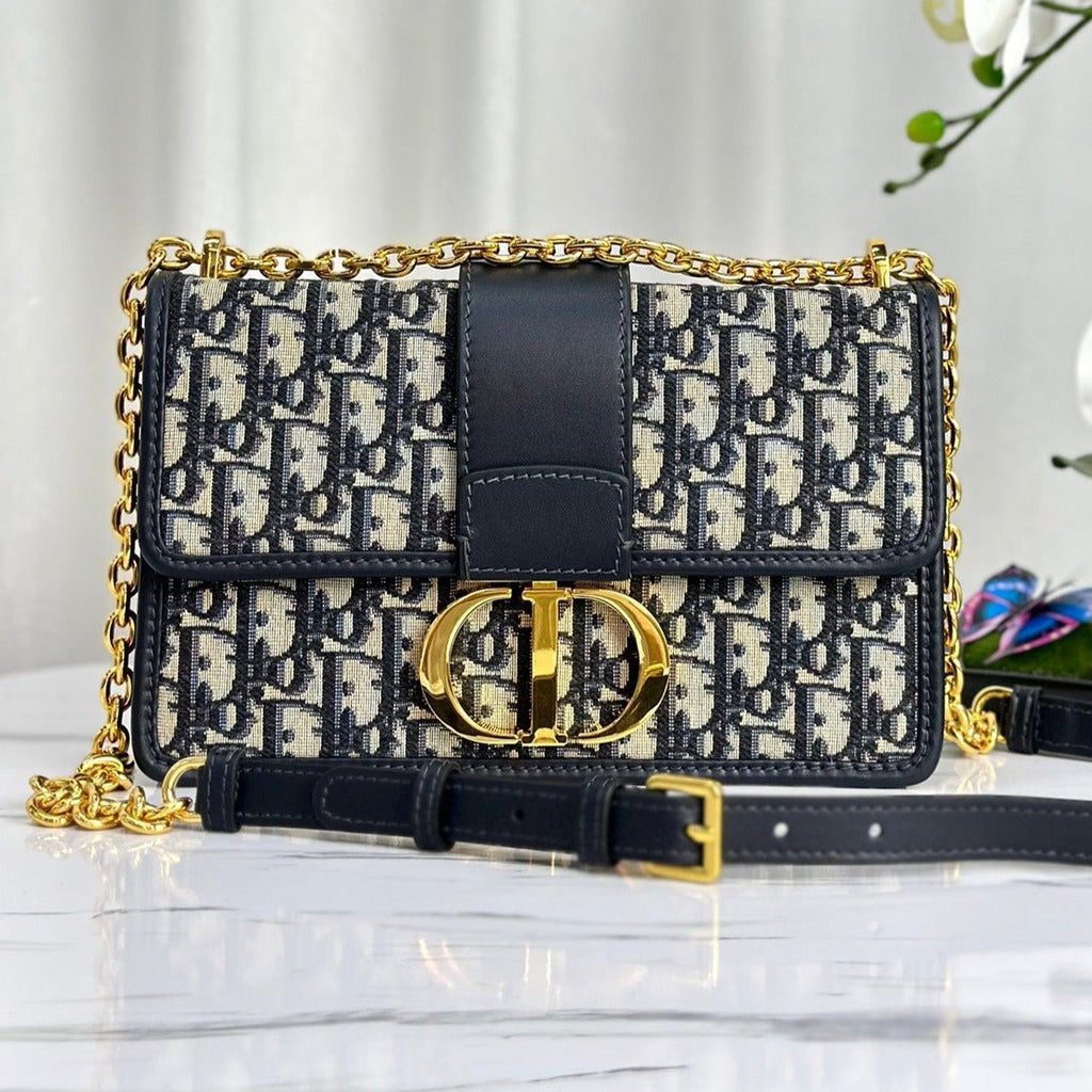 DIOR MONTAIGNE 25 BAG IN  BLUE OBLIQUE JACQUARD