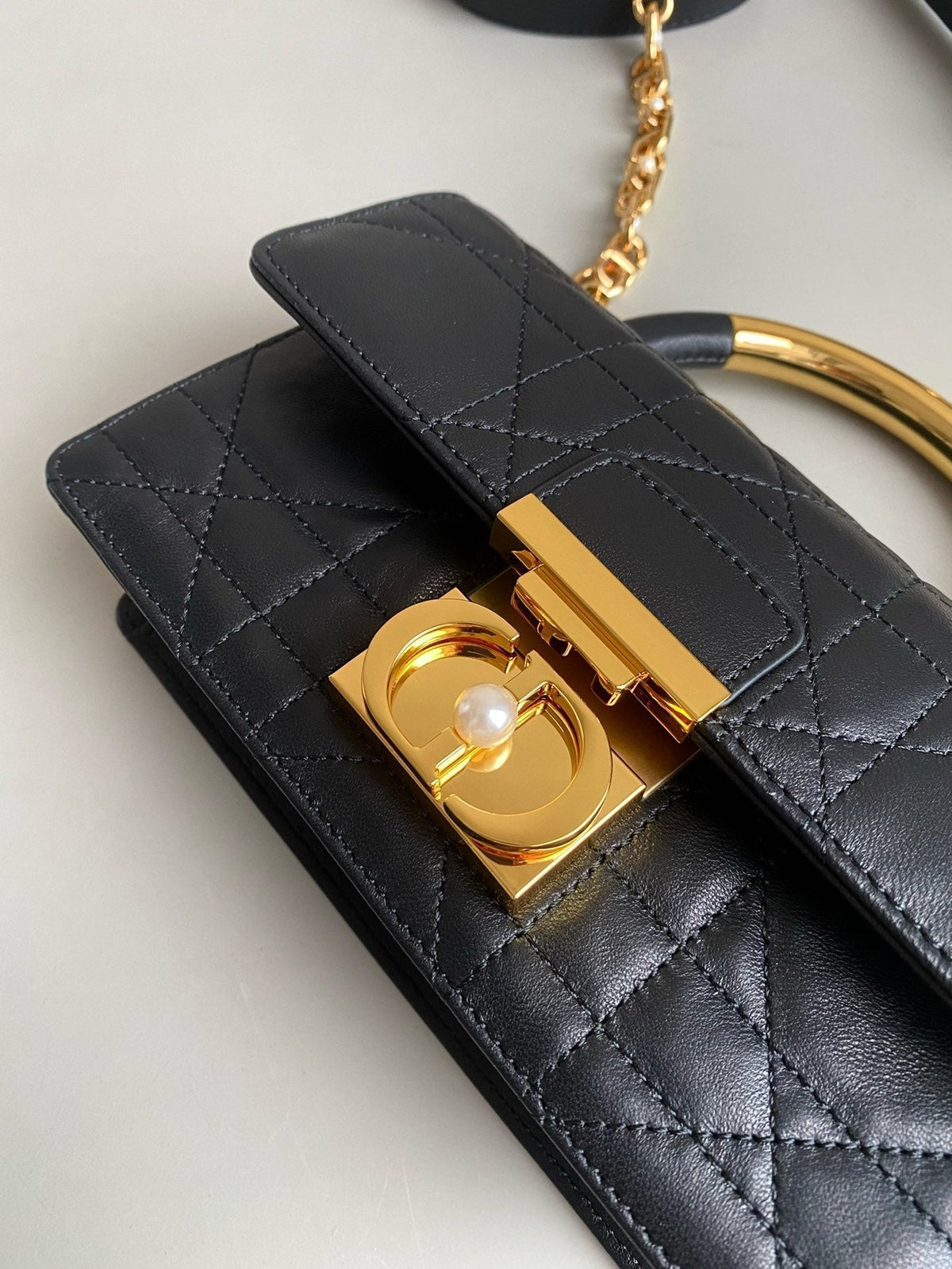 DIOR MINI ANGE 20 BAG IN BLACK CALFSKIN