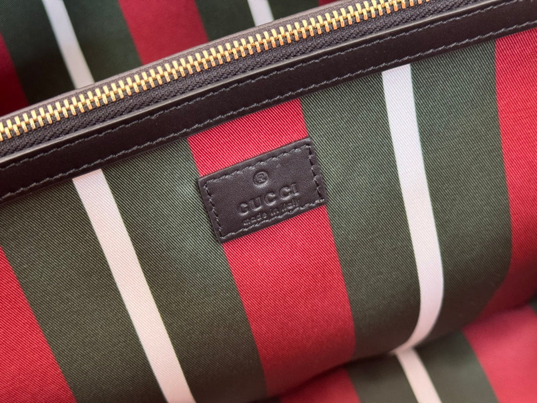 GUCCI 25S EMBLEM LARGE BAG 46 IN DARK BROWN AND BLACK CALFSKIN