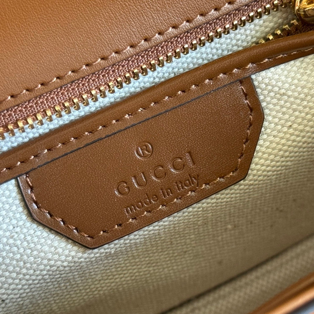 GUCCI BAMBOO MINI BAG 21 BROWN IN CALFSKIN