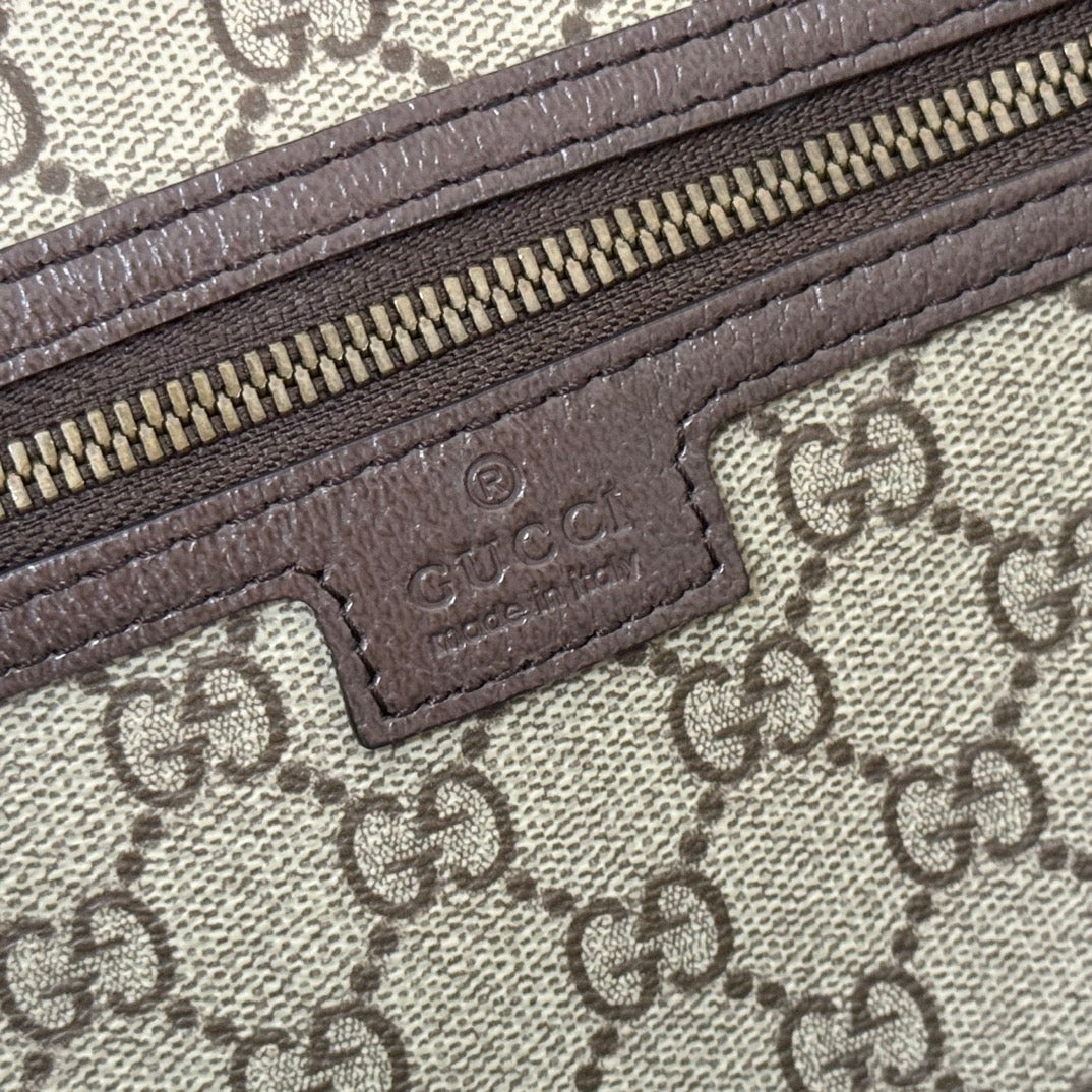 GUCCI 25S TOTE BAG 36 CM IN DARK BROWN MIX BEIGE LAMBSKIN WITH GOLD HARDWARE