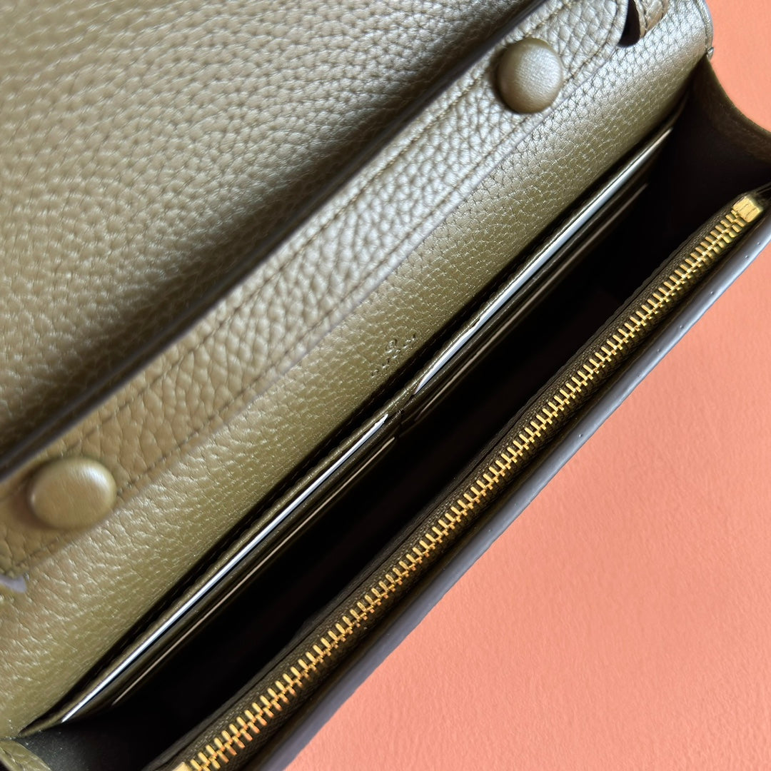 GUCCI 25S DIONYSUS WALLET ON CHAIN 20 IN DARK OLIVE GREEN CALFSKIN