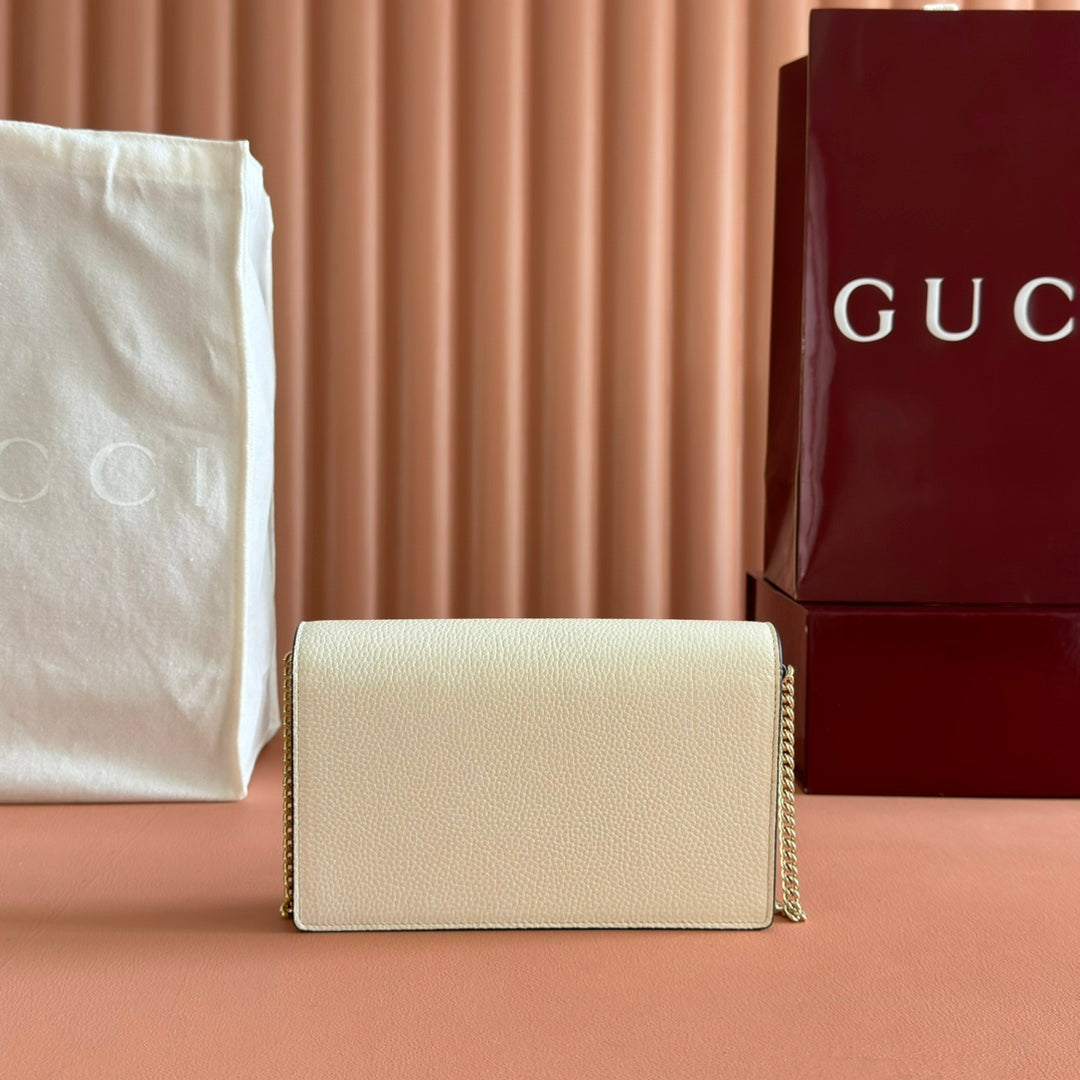 GUCCI 25S DIONYSUS WALLET ON CHAIN 20 IN IVORY CALFSKIN