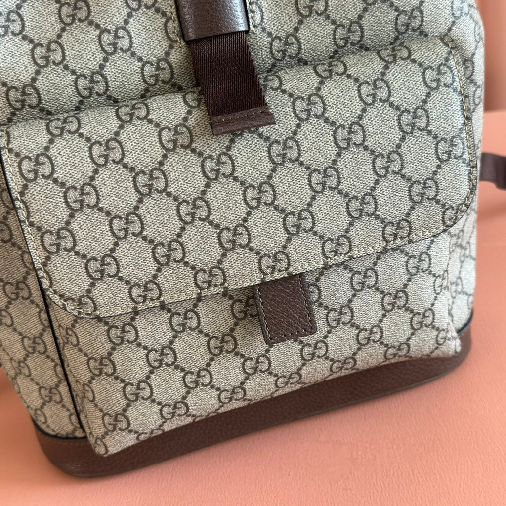 GUCCI 26S OPHIDIA LARGE BACKPACK 40 IN BEIGE AND BROWN CANVAS