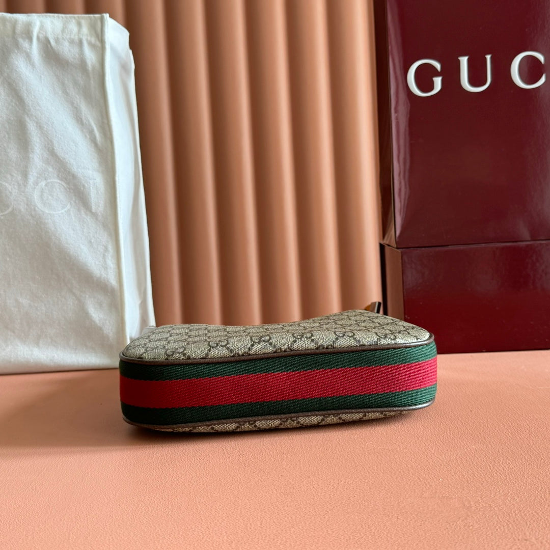 GUCCI 25S ATTACHE SHOULDER BAG 23 CM IN DARK BEIGE MIX BROWN CALFSKIN