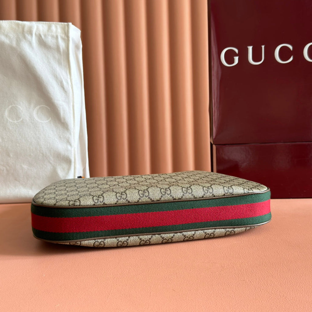 GUCCI 25S ATTACHE SHOULDER BAG 35 CM IN DARK BEIGE MIX BROWN CALFSKIN