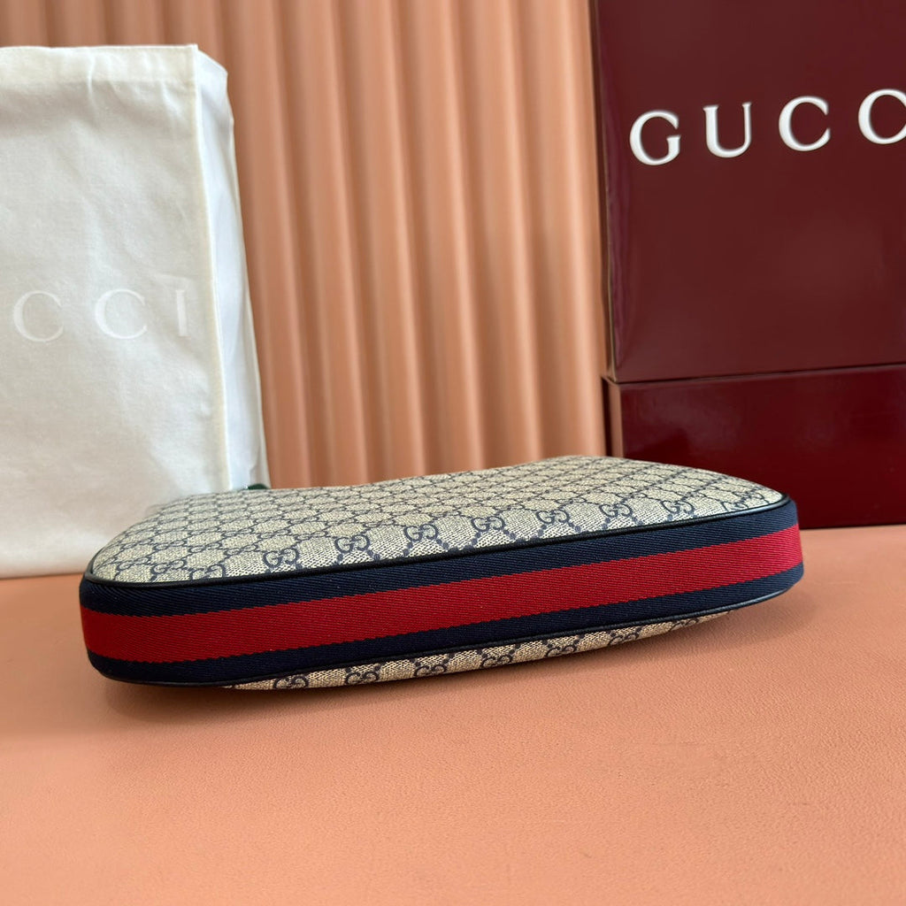 GUCCI 25S ATTACHE SHOULDER BAG 35 CM IN DARK BEIGE MIX BLACK CALFSKIN