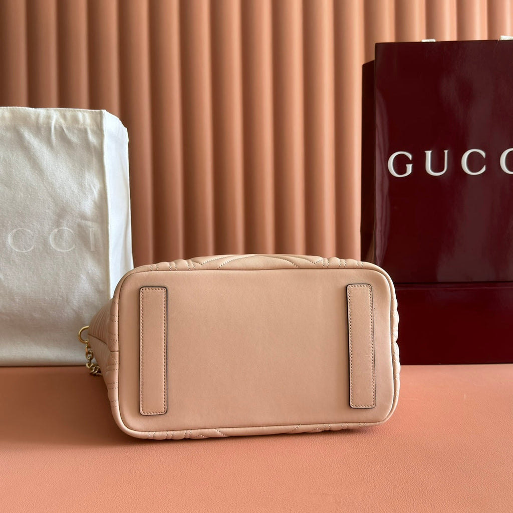 GUCCI 25S SMALL TOTE BAG 39 CM IN NUDE PINK CALFSKIN WITH GOLD HARDWARE