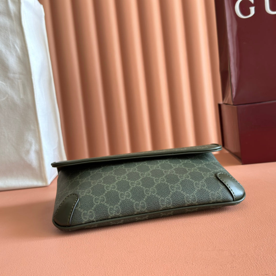 GUCCI 25S WAIST BAG 24 CM IN MOSS GREEN CALFSKIN