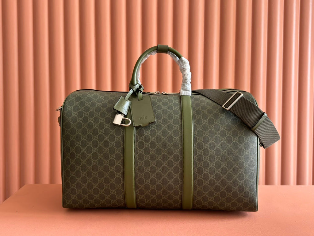 GUCCI 25S OPHIDIA MEDIUM BAG 52 CM IN MOSS GREEN CALFSKIN