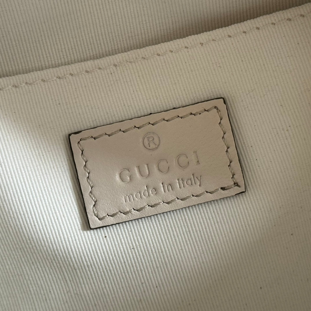 GUCCI 25S MARMONT BAG 24 IN CREAM WHITE CALFSKIN WITH GOLD HARDWARE