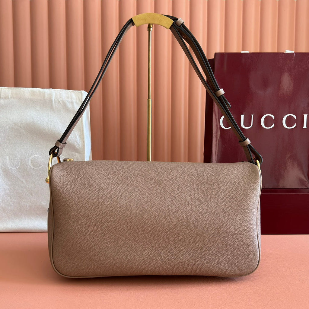 GUCCI 26S SHOULDER BAG 38 IN LIGHT BROWN CALFSKIN