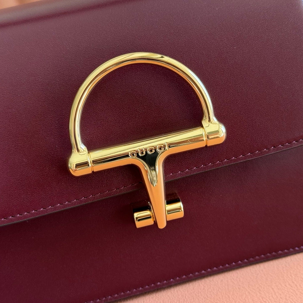 GUCCI 26S SIENA TOP HANDLE BAG 25 IN DARK RED CALFSKIN