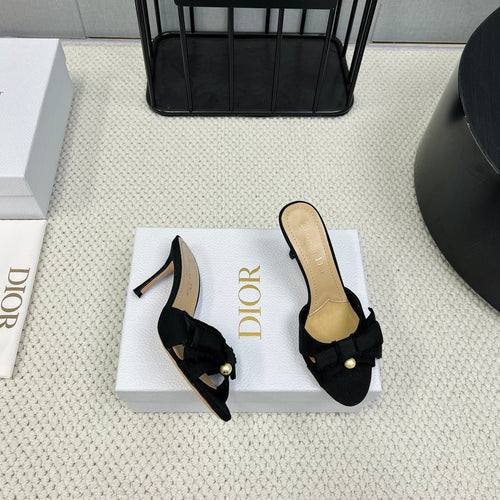 DIOR HIGH AABLE MULE IN BLACK FABRIC
