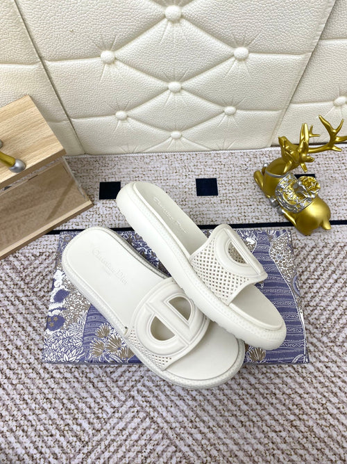 DIOR FLAT SLIDES 25S IN WHITE TPU