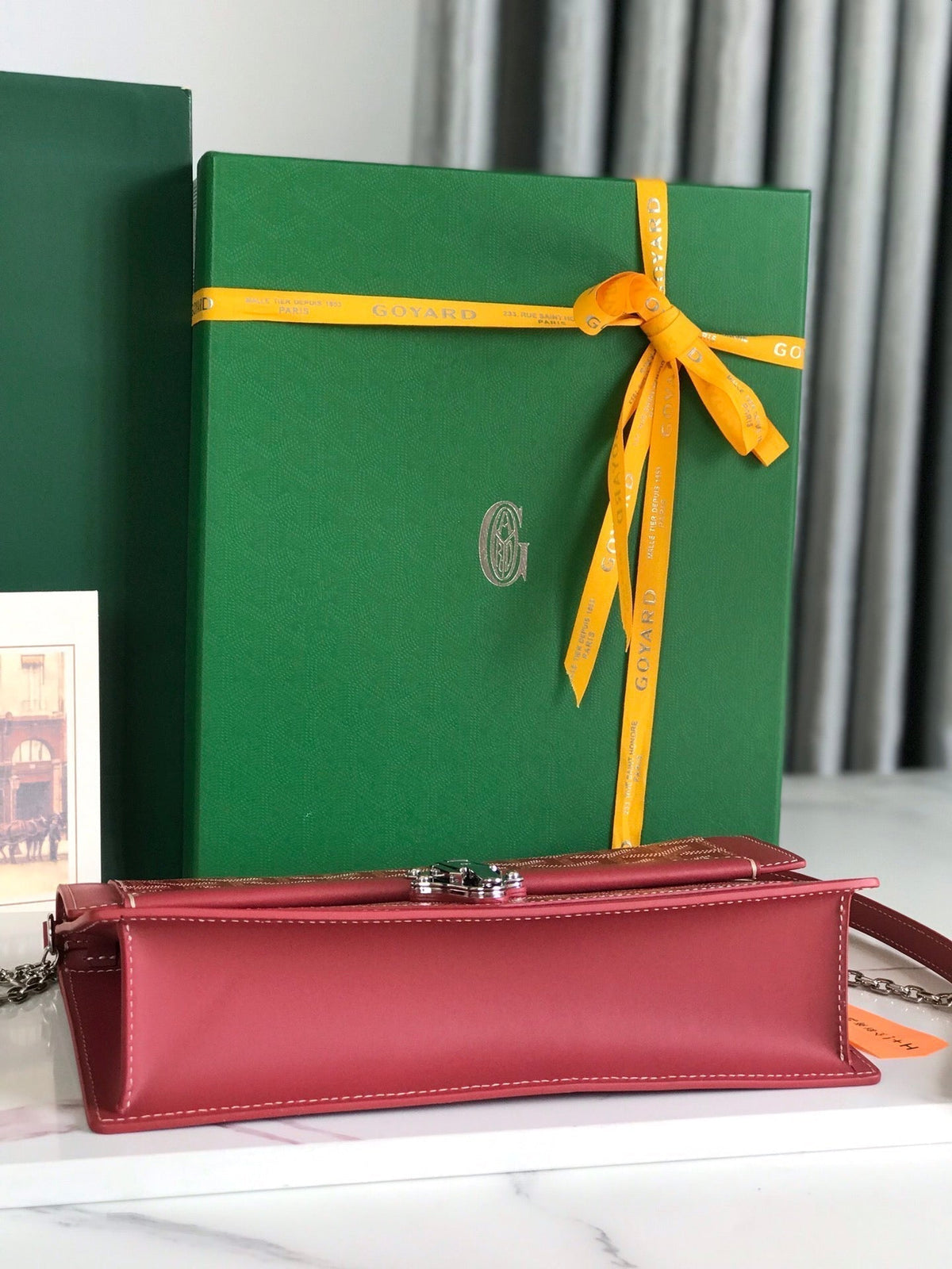 DUCHESSE MARIE-CAROLINE BAG 25 IN RED GOYARDINE CANVAS AND SMOOTH CALFSKIN