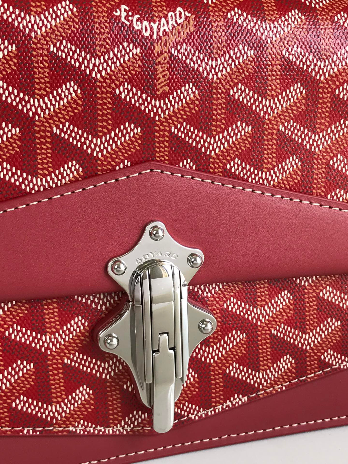 DUCHESSE MARIE-CAROLINE BAG 25 IN RED GOYARDINE CANVAS AND SMOOTH CALFSKIN