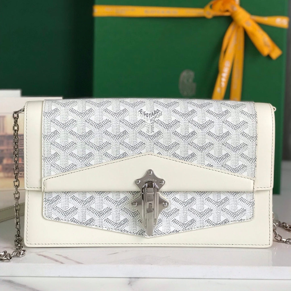 DUCHESSE MARIE-CAROLINE BAG 25 IN WHITE GOYARDINE CANVAS AND SMOOTH CALFSKIN