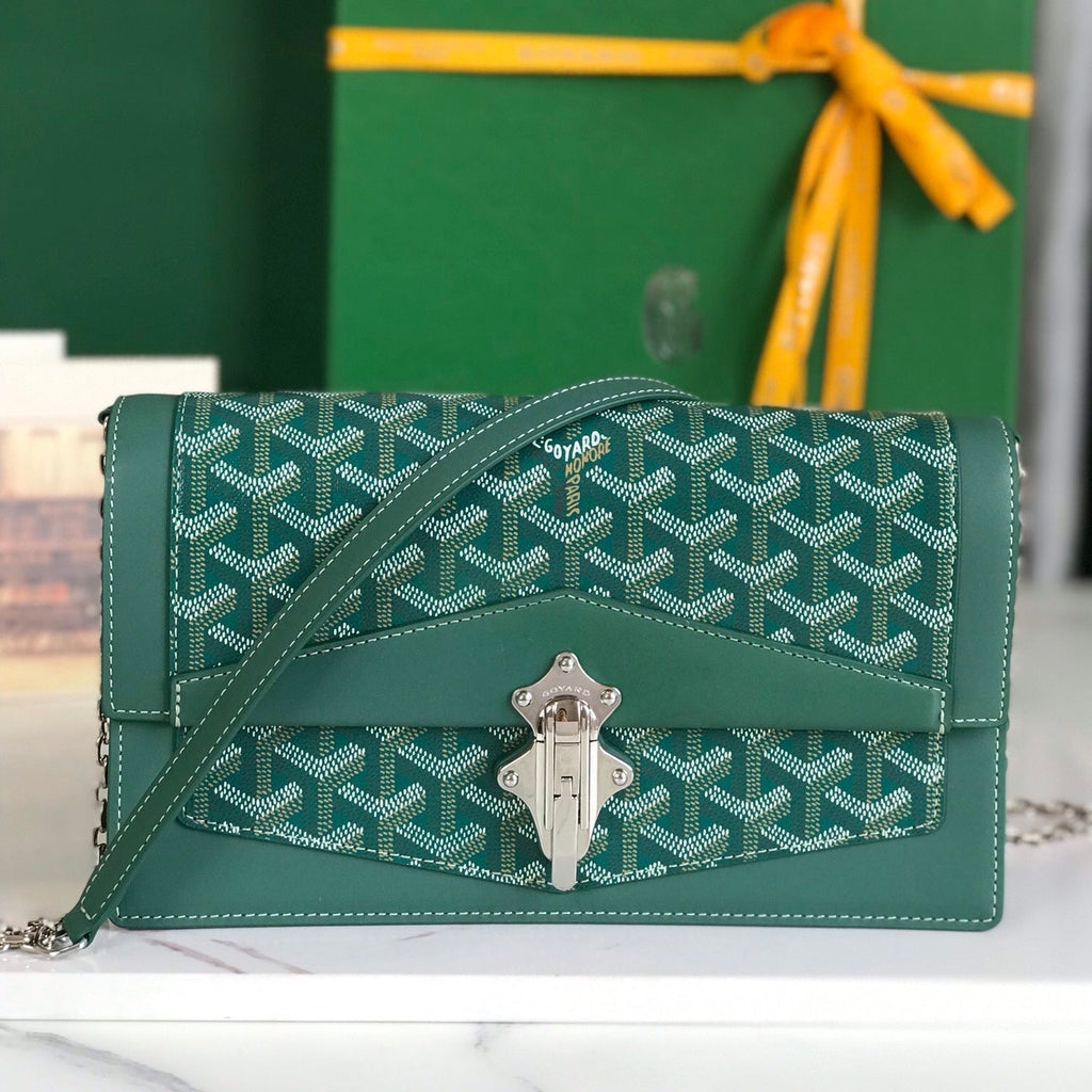 DUCHESSE MARIE-CAROLINE BAG 25 IN GREEN GOYARDINE CANVAS AND SMOOTH CALFSKIN