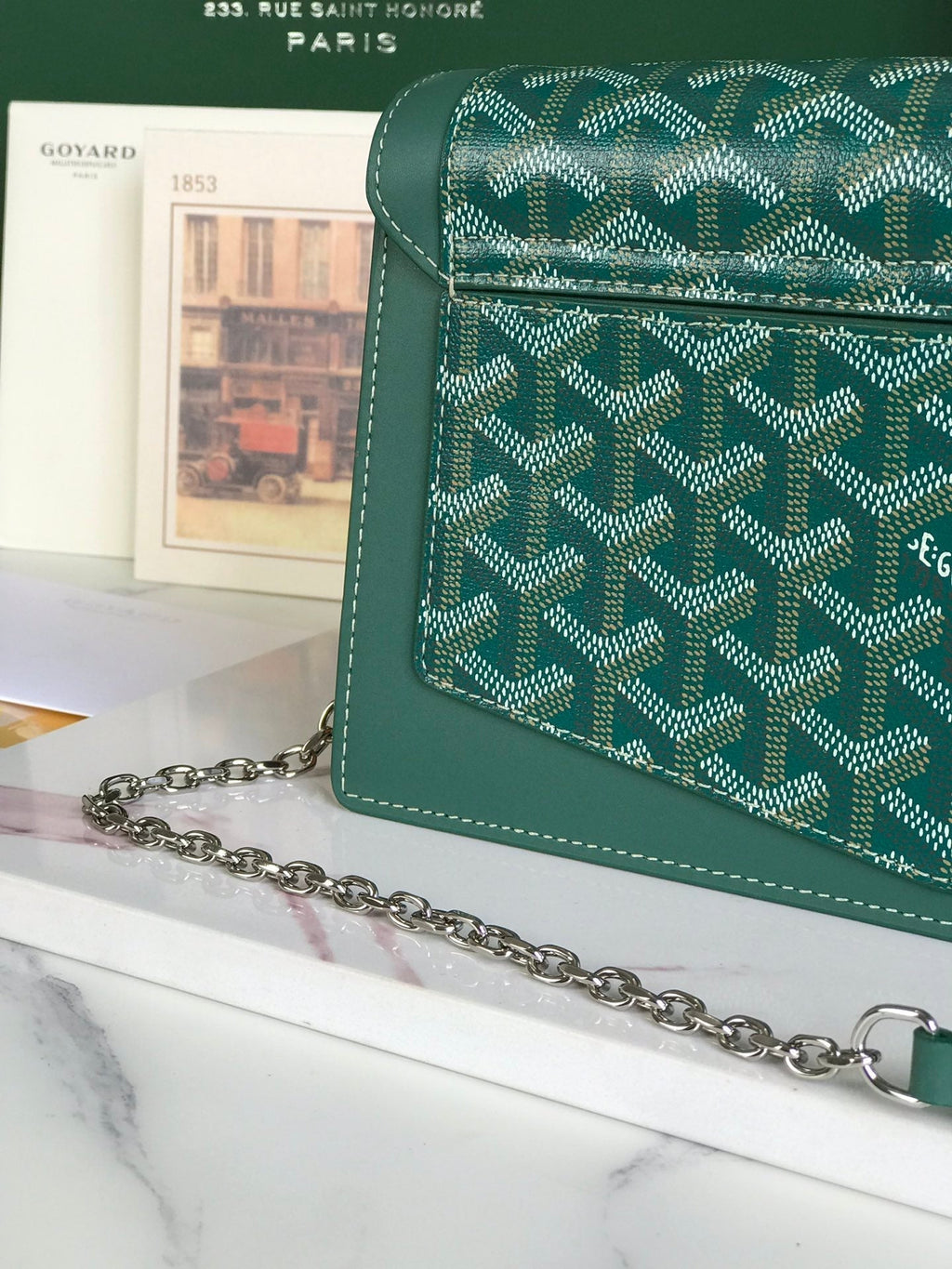 DUCHESSE MARIE-CAROLINE BAG 25 IN GREEN GOYARDINE CANVAS AND SMOOTH CALFSKIN
