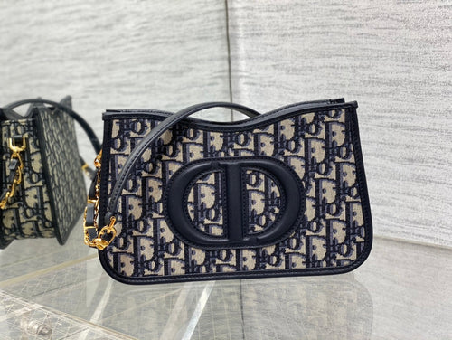 DIOR CD SIGNATURE HOBO 23.5CM BLUE OBLIQUE EMBROIDERY
